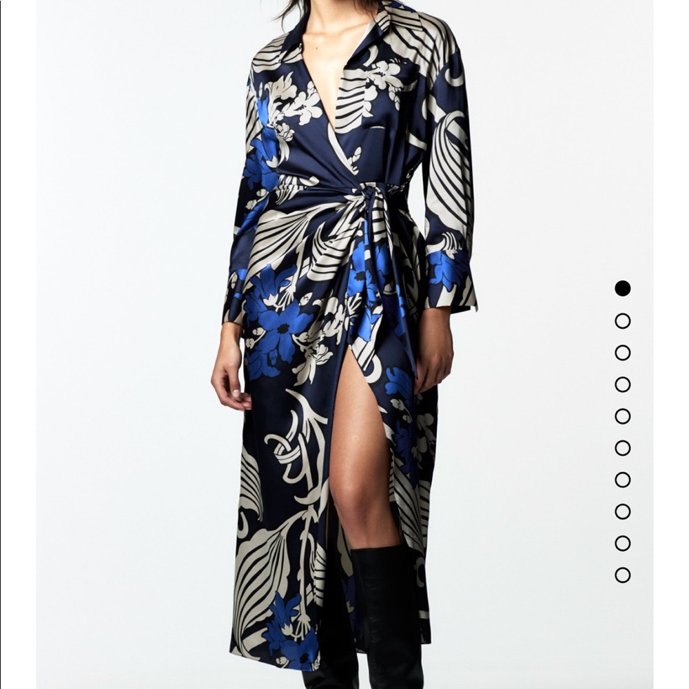 Zara Blue Printed Shirt Dress Size S